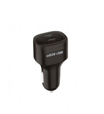 Green Compact Dual Port USB-C Car Charger
