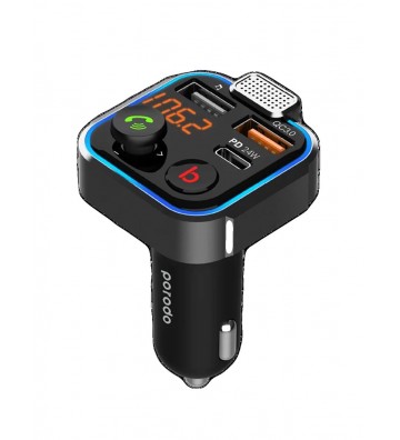 Porodo Smart Car Charger FM Transmitter with 24W PD Port & QC 3.0