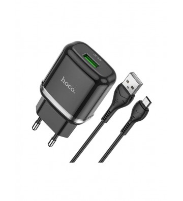 Hoco N3 Vigour QC3.0 USB Charger with Micro-USB Cable - Black
