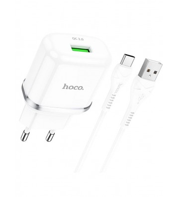 Hoco N3 Vigour QC3.0 USB Charger with Type-C Cable - White