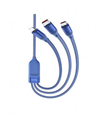 HOCO U104 Ultra 6A Fast Charging 3 in 1 Cable - Blue