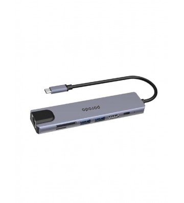 Porodo 7 in 1 Aluminum USB-C 4K HDMI Hub - 100W