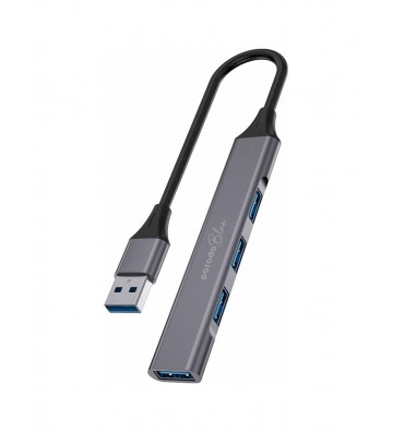 Porodo Blue 4-in-1 USB-A Hub to 1 x USB-A 3.0 5Gbps & 3 x USB- A 2.0 480Mbps